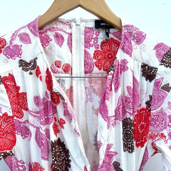ME+EM Cheesecloth Bali Print Floral Red Pink Cut Out Maxi Long Dress Cotton 4 - Picture 12 of 14